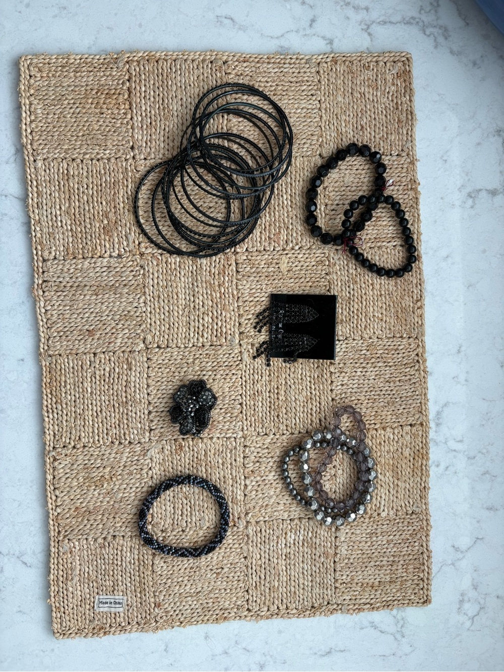 Black Beaded and Metal Women’s Jewelry Set - Multiple Pieces